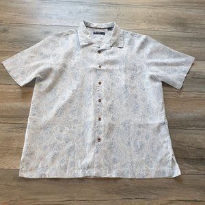Cremieux Collection Mens L Short Sleeve Shirt Linen Vacation Luxury Floral Paisl